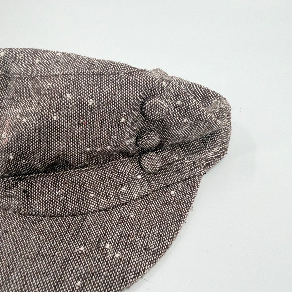 Payless Newsboy Cap Cabbie Hat Y2K Women One Size Brown White Speckled Tweed Hat